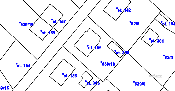Parcela st. 156 v KÚ Radouňka, Katastrální mapa