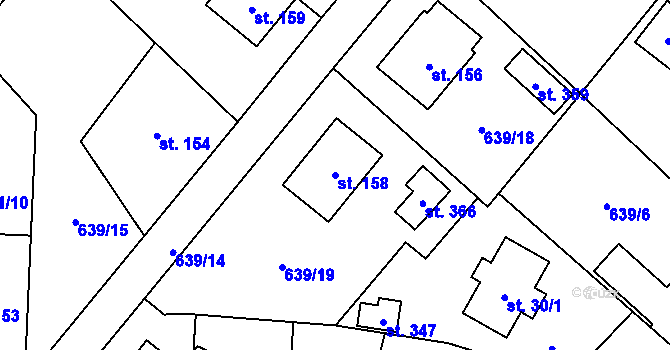 Parcela st. 158 v KÚ Radouňka, Katastrální mapa
