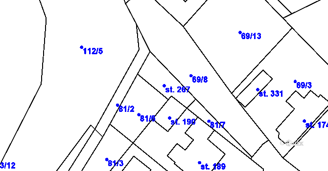 Parcela st. 267 v KÚ Radouňka, Katastrální mapa