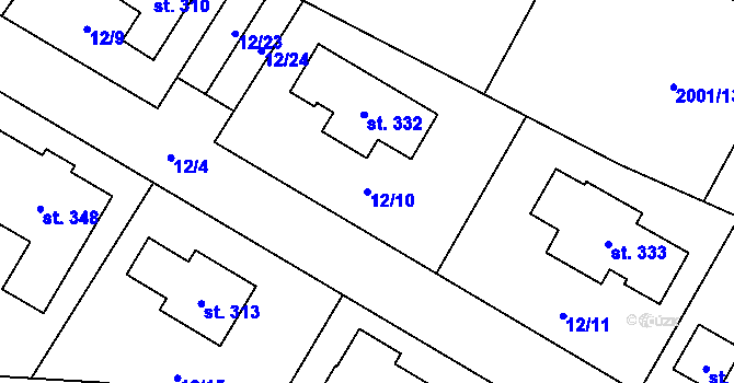 Parcela st. 12/10 v KÚ Radouňka, Katastrální mapa