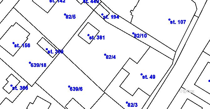 Parcela st. 82/4 v KÚ Radouňka, Katastrální mapa