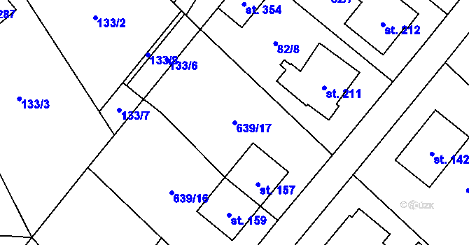 Parcela st. 639/17 v KÚ Radouňka, Katastrální mapa