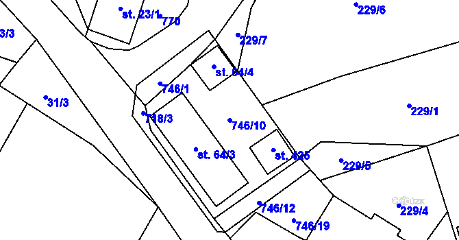 Parcela st. 746/10 v KÚ Radouňka, Katastrální mapa