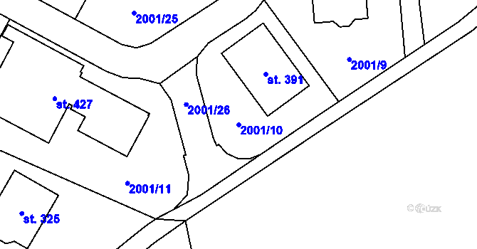 Parcela st. 2001/10 v KÚ Radouňka, Katastrální mapa