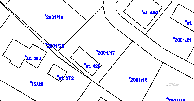 Parcela st. 2001/17 v KÚ Radouňka, Katastrální mapa