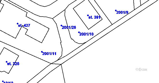 Parcela st. 2001/27 v KÚ Radouňka, Katastrální mapa