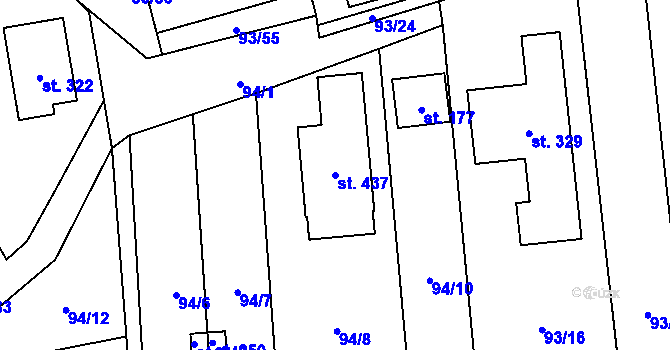 Parcela st. 437 v KÚ Radouňka, Katastrální mapa
