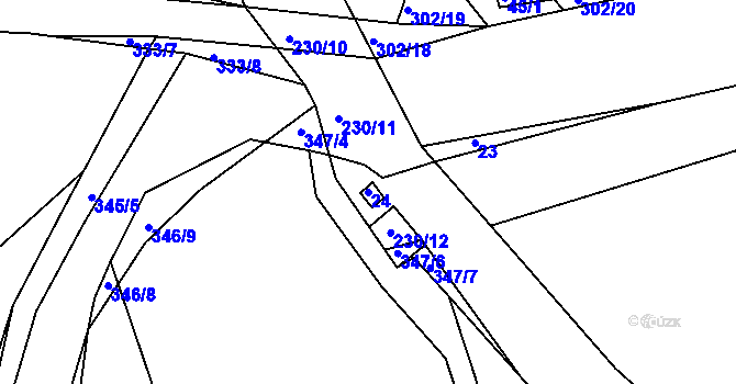 Parcela st. 24 v KÚ Radouš, Katastrální mapa