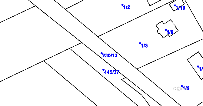 Parcela st. 230/13 v KÚ Radouš, Katastrální mapa