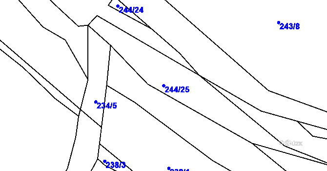 Parcela st. 244/25 v KÚ Radouš, Katastrální mapa