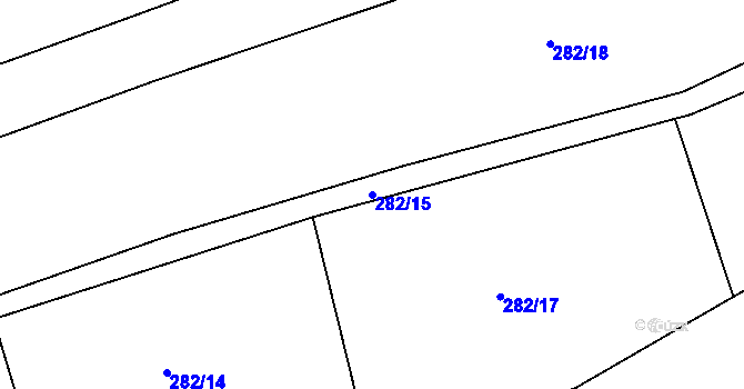 Parcela st. 282/15 v KÚ Radouš, Katastrální mapa
