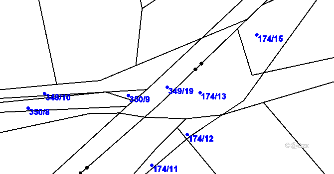 Parcela st. 349/19 v KÚ Radouš, Katastrální mapa