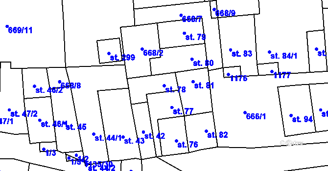 Parcela st. 78 v KÚ Radovesice u Libochovic, Katastrální mapa