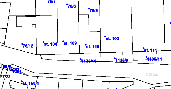 Parcela st. 110 v KÚ Radovesice u Libochovic, Katastrální mapa