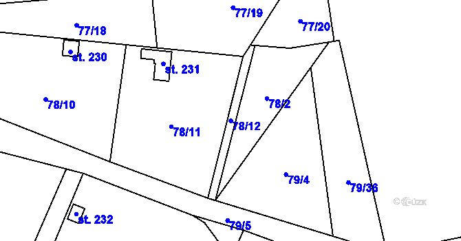Parcela st. 78/12 v KÚ Radovesice u Libochovic, Katastrální mapa