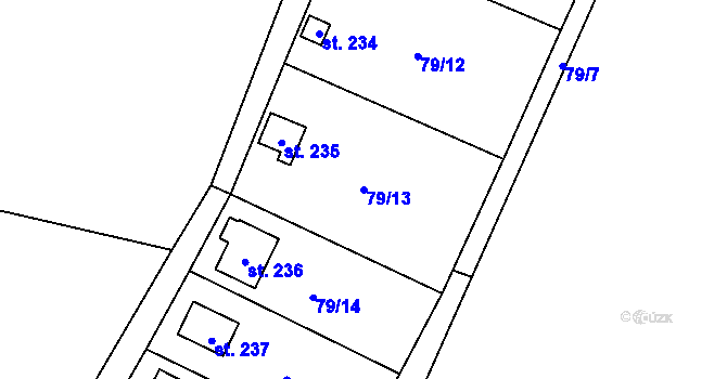 Parcela st. 79/13 v KÚ Radovesice u Libochovic, Katastrální mapa