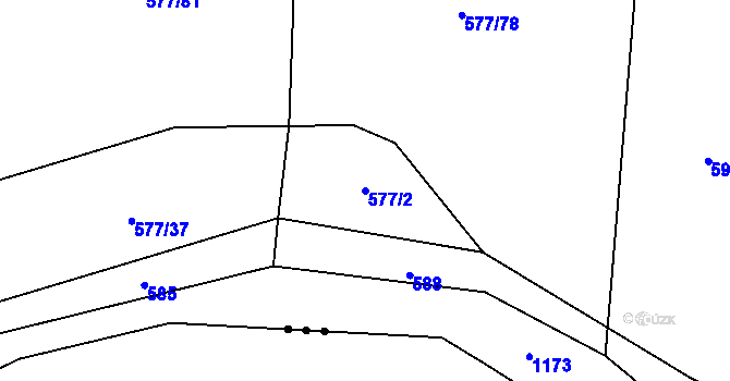 Parcela st. 577/2 v KÚ Radovesice u Libochovic, Katastrální mapa