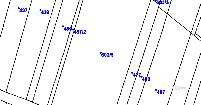Parcela st. 603/5 v KÚ Radovesice u Libochovic, Katastrální mapa