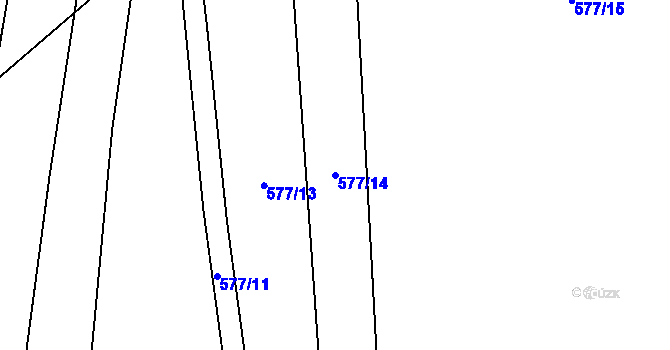 Parcela st. 577/14 v KÚ Radovesice u Libochovic, Katastrální mapa