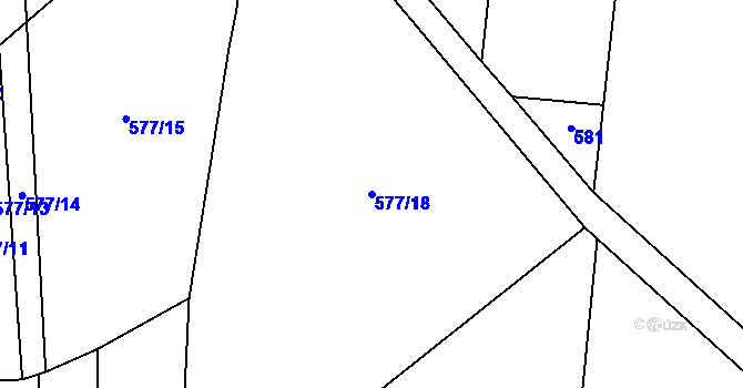Parcela st. 577/18 v KÚ Radovesice u Libochovic, Katastrální mapa