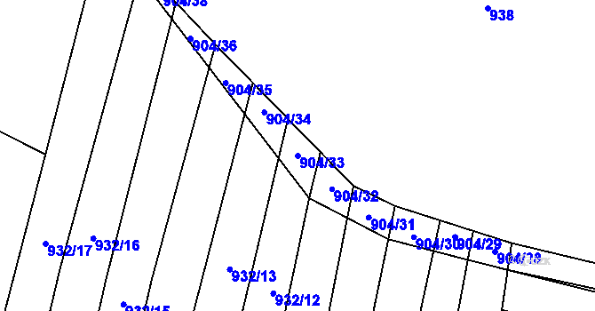 Parcela st. 904/33 v KÚ Radovesice u Libochovic, Katastrální mapa