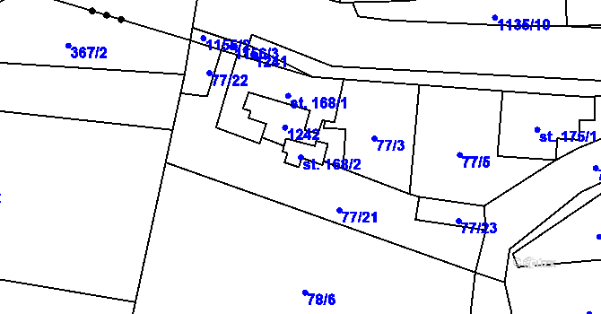 Parcela st. 168/2 v KÚ Radovesice u Libochovic, Katastrální mapa