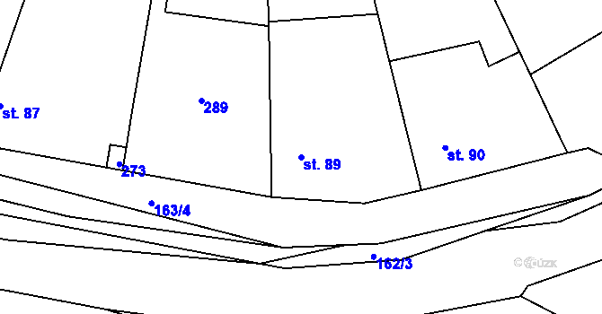 Parcela st. 89 v KÚ Radovesnice I, Katastrální mapa