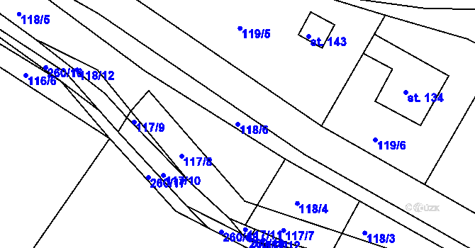 Parcela st. 118/6 v KÚ Radovesnice I, Katastrální mapa