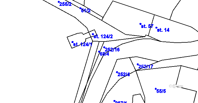Parcela st. 68/4 v KÚ Radovesnice I, Katastrální mapa