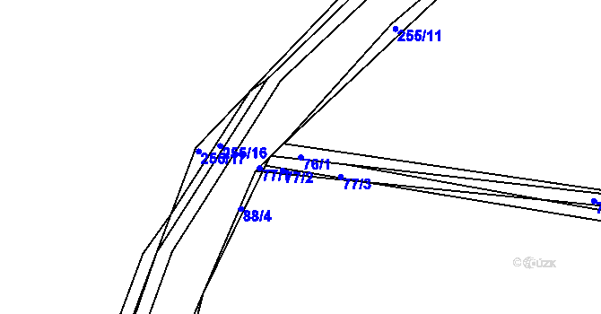 Parcela st. 76/1 v KÚ Radovesnice I, Katastrální mapa