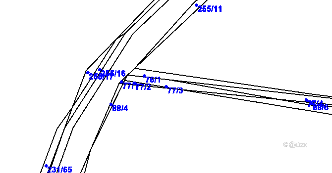 Parcela st. 77/3 v KÚ Radovesnice I, Katastrální mapa