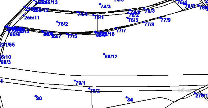 Parcela st. 88/12 v KÚ Radovesnice I, Katastrální mapa