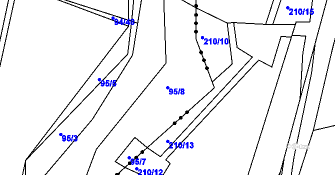 Parcela st. 95/8 v KÚ Radovesnice I, Katastrální mapa