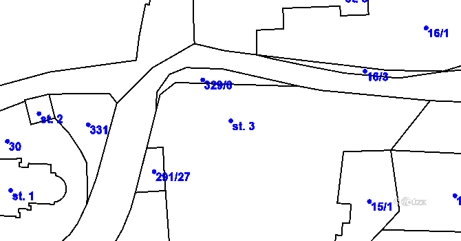 Parcela st. 3 v KÚ Zibohlavy, Katastrální mapa