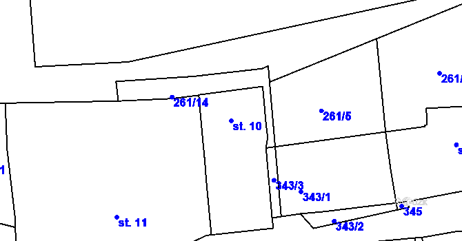 Parcela st. 10 v KÚ Zibohlavy, Katastrální mapa