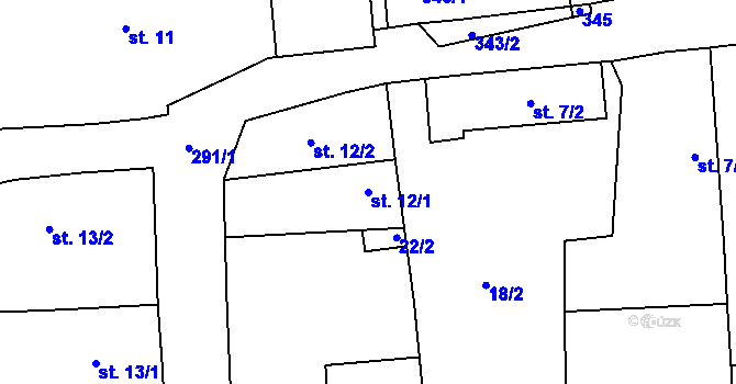 Parcela st. 12/1 v KÚ Zibohlavy, Katastrální mapa