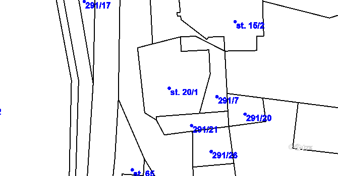 Parcela st. 20/1 v KÚ Zibohlavy, Katastrální mapa