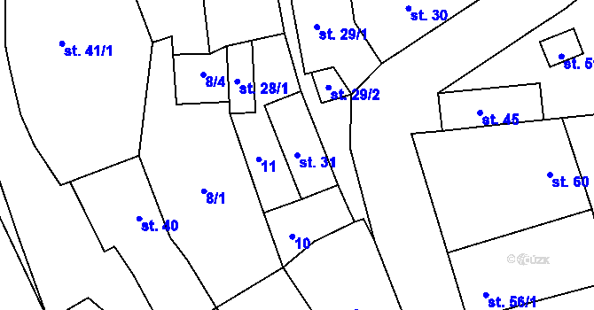 Parcela st. 31 v KÚ Zibohlavy, Katastrální mapa