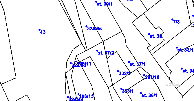 Parcela st. 37/2 v KÚ Zibohlavy, Katastrální mapa