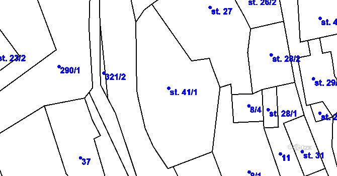 Parcela st. 41/1 v KÚ Zibohlavy, Katastrální mapa