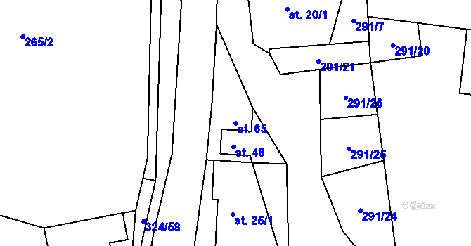 Parcela st. 65 v KÚ Zibohlavy, Katastrální mapa