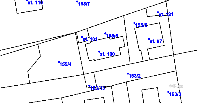 Parcela st. 100 v KÚ Zibohlavy, Katastrální mapa