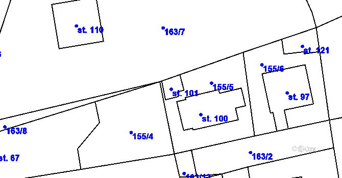 Parcela st. 101 v KÚ Zibohlavy, Katastrální mapa
