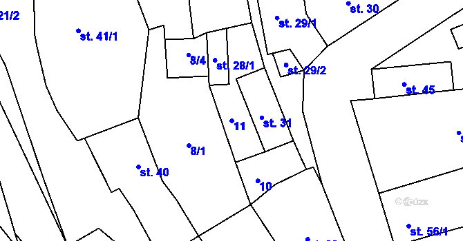 Parcela st. 11 v KÚ Zibohlavy, Katastrální mapa