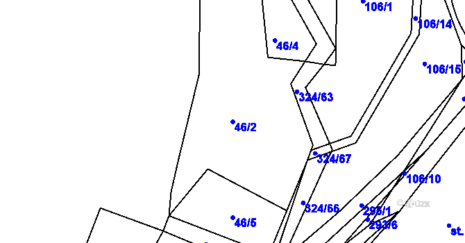 Parcela st. 46/2 v KÚ Zibohlavy, Katastrální mapa