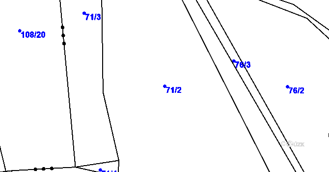 Parcela st. 71/2 v KÚ Zibohlavy, Katastrální mapa