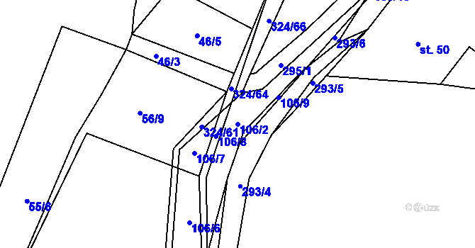 Parcela st. 106/2 v KÚ Zibohlavy, Katastrální mapa