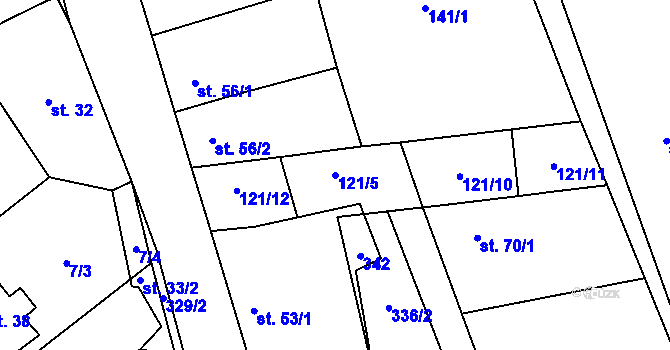 Parcela st. 121/5 v KÚ Zibohlavy, Katastrální mapa