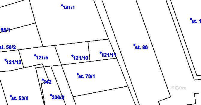 Parcela st. 121/11 v KÚ Zibohlavy, Katastrální mapa