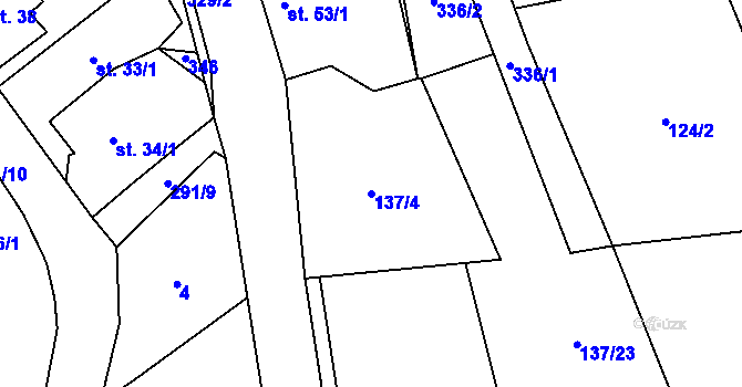 Parcela st. 137/4 v KÚ Zibohlavy, Katastrální mapa